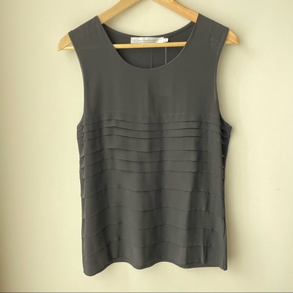 NWT Black pleated blouse with sheer shoulder - Picture 1 of 3